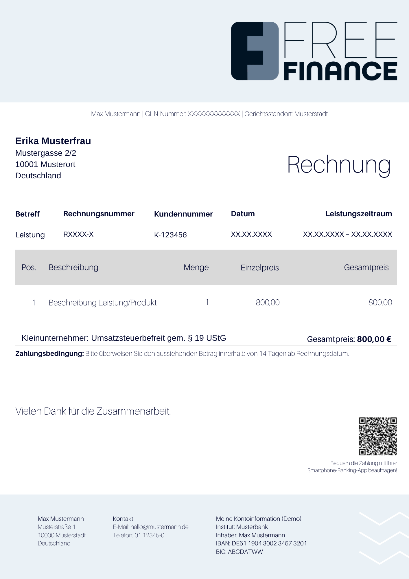 Kleinunternehmer-Rechnung Muster